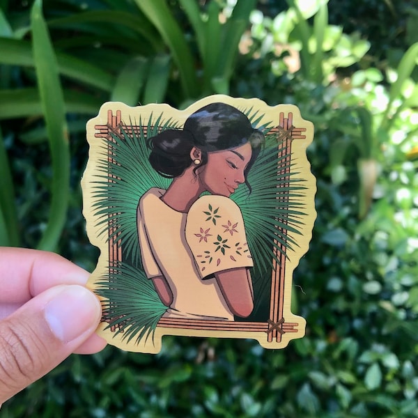 Filipiniana Brushed Gold Sticker - Pinay Pride Decal - Philippines Art - Filipina Waterproof Sticker