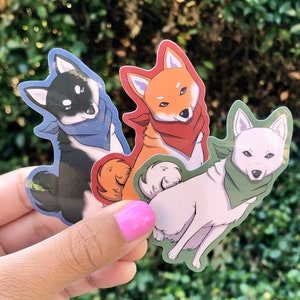 Shiba Inu Vinyl Aufkleber - Japanischer Hund Aufkleber - Creme - Schwarz und Hellbraun - Rot Shiba Hund Sticker Pack Bundle