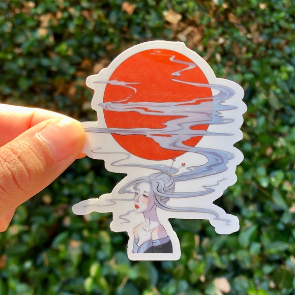 Ghost Girl TRANSPARENT Sticker - Japanese Yokai Decal - Yurei Clear Vinyl