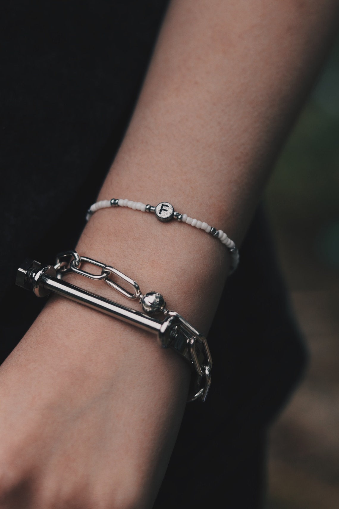 Alt Grunge Goth Jewellery Initial Beaded Bracelet Etsy