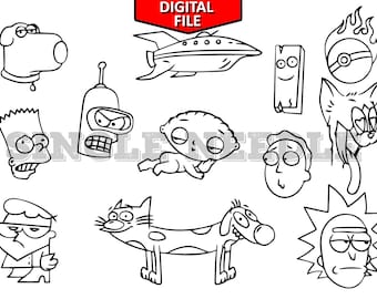 Cartoon Tattoo Flash Sheet Stencil for Real Stick and Poke Tattoos