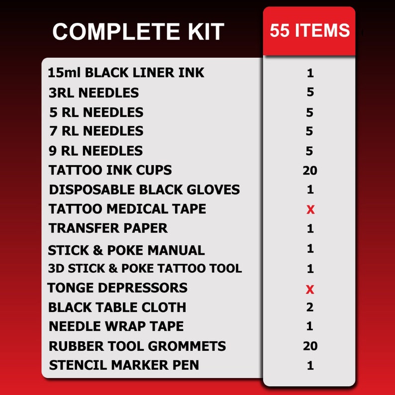 COMPLETE Stick and Poke Tattoo Kit with Black Ink and Needles 46 Items image 3