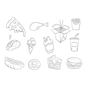 Fast Food Tattoo Flash Sheet Stencil for Real Stick and Poke Tattoos