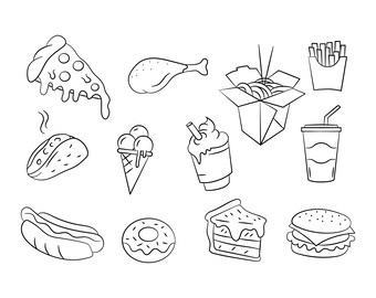 Fast Food Tattoo Flash Sheet Stencil for Real Stick and Poke Tattoos