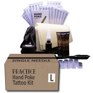 Stick and Poke Tattoo Kit - Practice Tattooing - Hand Poke Tattoo Gift for Tattooist - Large Box 100 Items