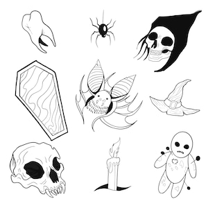 Death Tattoo Flash Blatt Schablone für echte Stick und Poke Tattoos