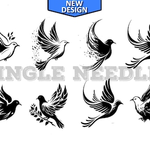 Birds Doves Flying Tattoo Flash Sheet Stencil for Real Stick and Poke Tattoos