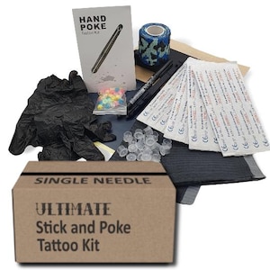 Stick & Poke Tattoo - ULTIMATE KIT - with Black Ink and Needles - 69 Items
