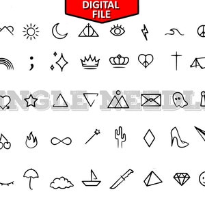 50 Mini Tattoo Flash Sheet Stencil for Real Stick and Poke Tattoos