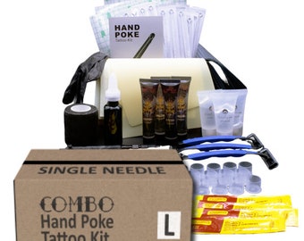 Stick & Poke Tattoo Kit - Large Combination Kit for Practice and Tattooing - Hand Poke Tattoo Gift for Tattooist - 124 Items