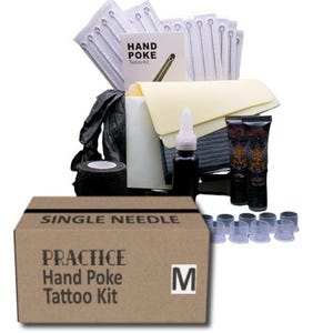 Stick & Poke Tattoo Kit - Üben Sie das Tätowieren - Hand Poke Tattoo Geschenk für Tätowierer - Medium Box mit 80 Elementen