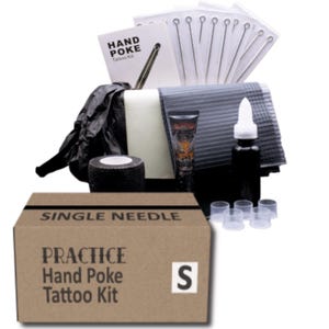 Stick & Poke Tattoo Kit - Practice Tattooing - Hand Poke Tattoo Gift for Tattooist - Small Box 40 Items