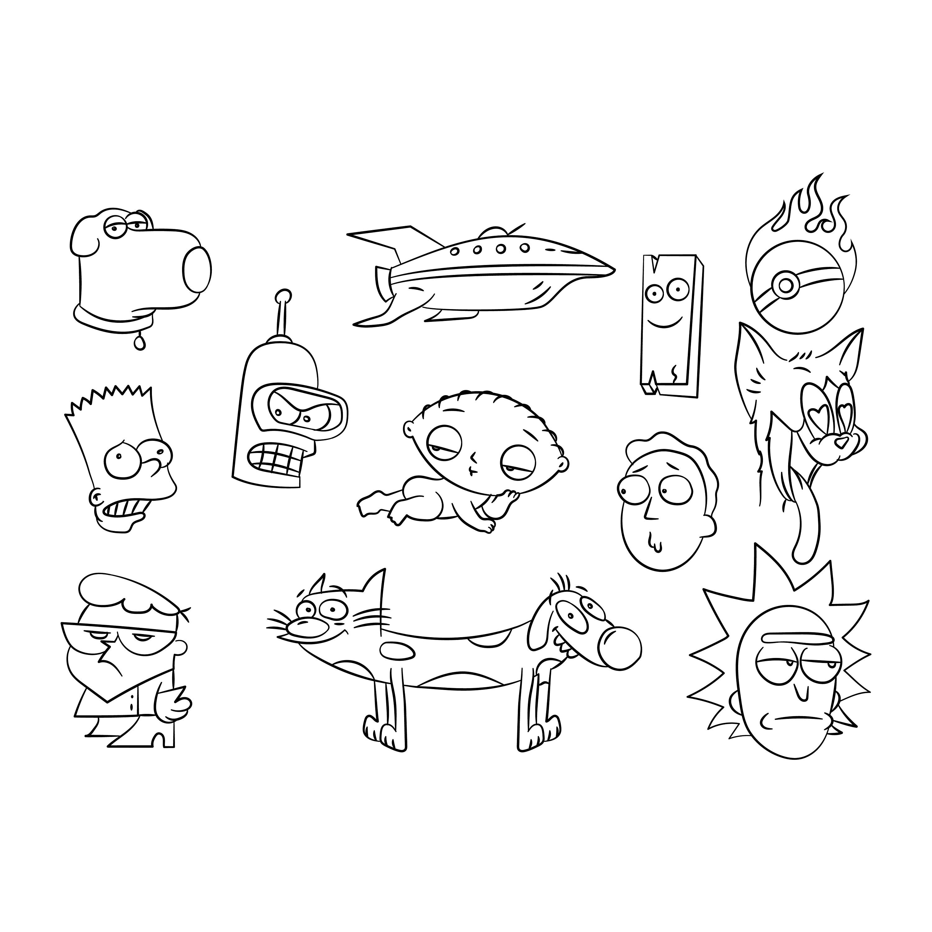 Cartoon Themed Hand Poke Tattoo Flash Sheet & Stencil Etsy Denmark