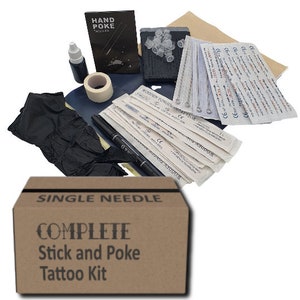 COMPLETE Stick and Poke Tattoo Kit with Black Ink and Needles - 46 Items
