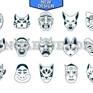 Masks Tattoo Flash Sheet Stencil for Real Stick and Poke Tattoos