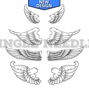 Angel Wings 2 Tattoo Flash Sheet Stencil for Real Stick and Poke Tattoos