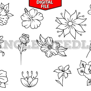 Blumen Tattoo Flash Blatt Schablone für echte Stick und Poke Tattoos