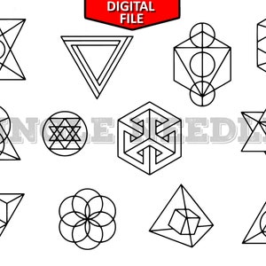 Geometric Shapes Tattoo Flash Sheet Stencil for Real Stick and Poke Tattoos