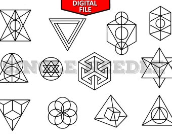 Geometrische Formen Tattoo Flash Blatt Schablone für echte Stick und Poke Tattoos