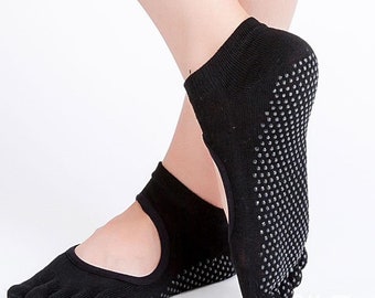 Women Yoga Socks Anti-slip Backless 5 Toe Socks