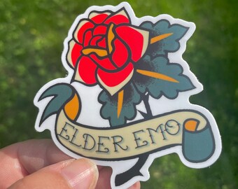 Adesivo Emo Idoso, Adesivo Emo Aposentado, Música Emo, Adesivo Engraçado, Estética de Tatuagem, Adesivo Millennial, Adesivos para Millennials