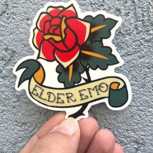 Elder Emo Sticker, Retired Emo Kid Sticker, Emo Music, Funny Sticker, Tattoo Aesthetic, Millennial Sticker, Stickers for Millennials image 3