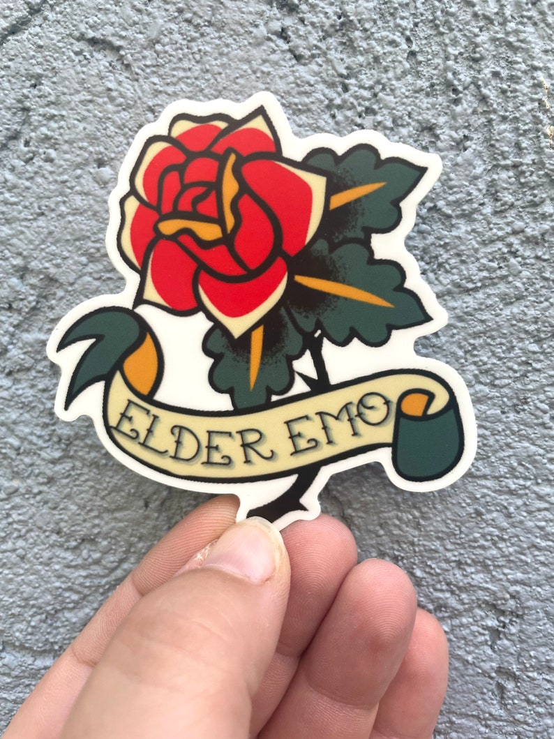 Elder Emo Sticker, Retired Emo Kid Sticker, Emo Music, Funny Sticker, Tattoo Aesthetic, Millennial Sticker, Stickers for Millennials image 3