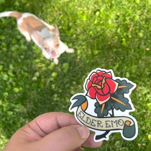 Elder Emo Sticker, Retired Emo Kid Sticker, Emo Music, Funny Sticker, Tattoo Aesthetic, Millennial Sticker, Stickers for Millennials image 2
