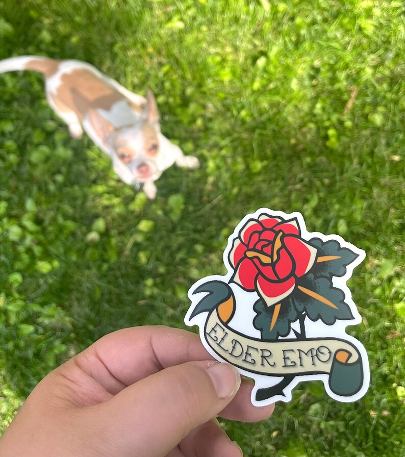 Elder Emo Sticker, Retired Emo Kid Sticker, Emo Music, Funny Sticker, Tattoo Aesthetic, Millennial Sticker, Stickers for Millennials image 2