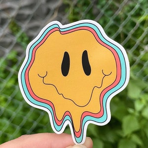 Smiley Face Sticker, Melting Smiley Face Sticker, Aesthetic Sficker