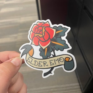 Elder Emo Sticker, Retired Emo Kid Sticker, Emo Music, Funny Sticker, Tattoo Aesthetic, Millennial Sticker, Stickers for Millennials image 5