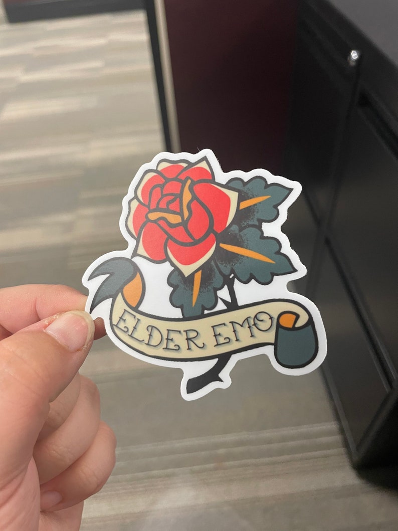 Elder Emo Sticker, Retired Emo Kid Sticker, Emo Music, Funny Sticker, Tattoo Aesthetic, Millennial Sticker, Stickers for Millennials image 5