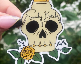 Spooky Skull Sticker, Spooky B, Spooky Sticker, True Crime Sticker, Hydroflask Sticker, Laptop Sticker, Skeleton Sticker