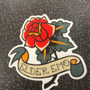 Elder Emo Sticker, Retired Emo Kid Sticker, Emo Music, Funny Sticker, Tattoo Aesthetic, Millennial Sticker, Stickers for Millennials image 4
