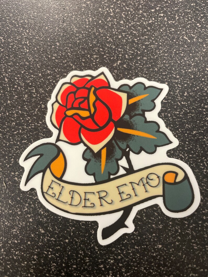 Elder Emo Sticker, Retired Emo Kid Sticker, Emo Music, Funny Sticker, Tattoo Aesthetic, Millennial Sticker, Stickers for Millennials image 4