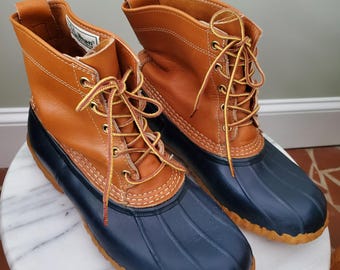 Vintage LL Bean Duck Boots: Tall Brown Leather Rain Boots  display picture 2
