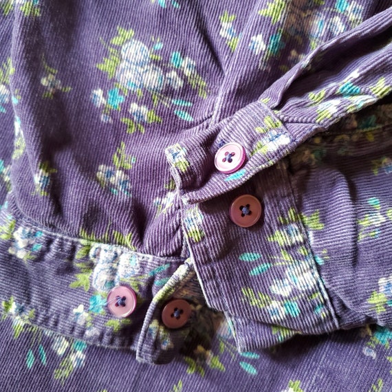 Vintage 90s purple floral corduroy lightweight sh… - image 6