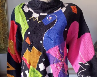 Vintage 90s IB Diffusion Maximalist Knit Sweater
