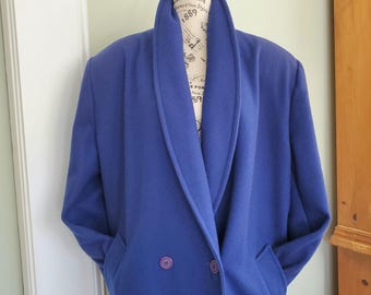 Vintage Royal Blue Full Length Wool Coat