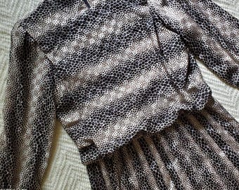 Vtg 70s 80s Animal Print Secretary Dress