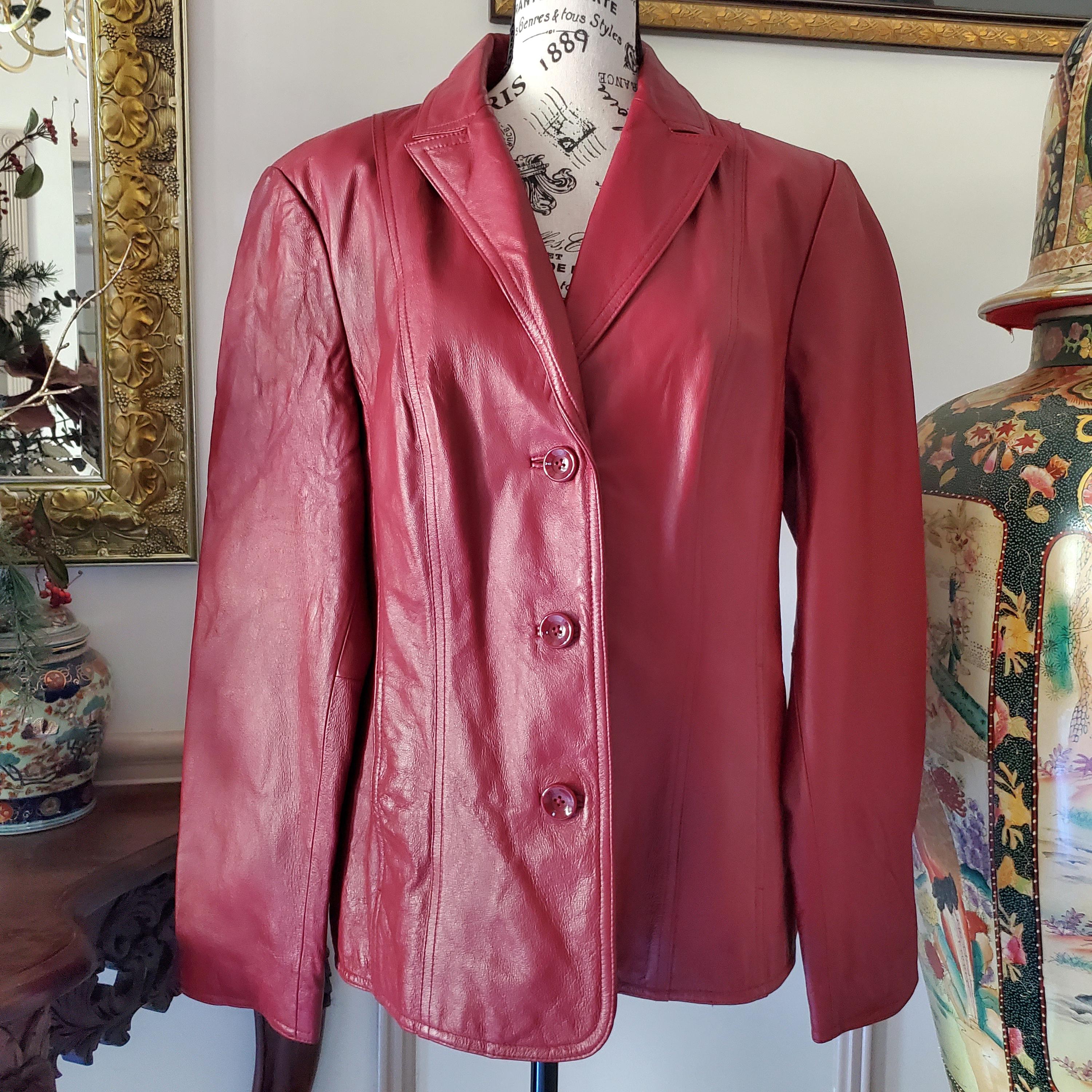 Vintage East 5th Brick Red Genuine Leather Blazer Jacket L