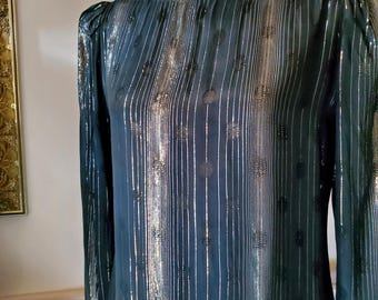 Vintage sheer metallic shimmer  evening dress