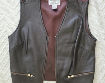 Vintage Brown Lamb Leather Cropped Vest Focus 2000 By Charles Glueck