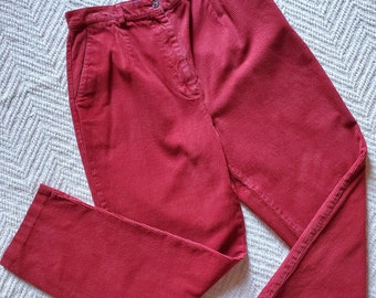 Vintage super highrise bright red corduroy pants