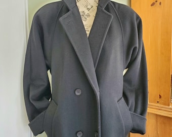 Classic Vintage Black Wool Trenchcoat