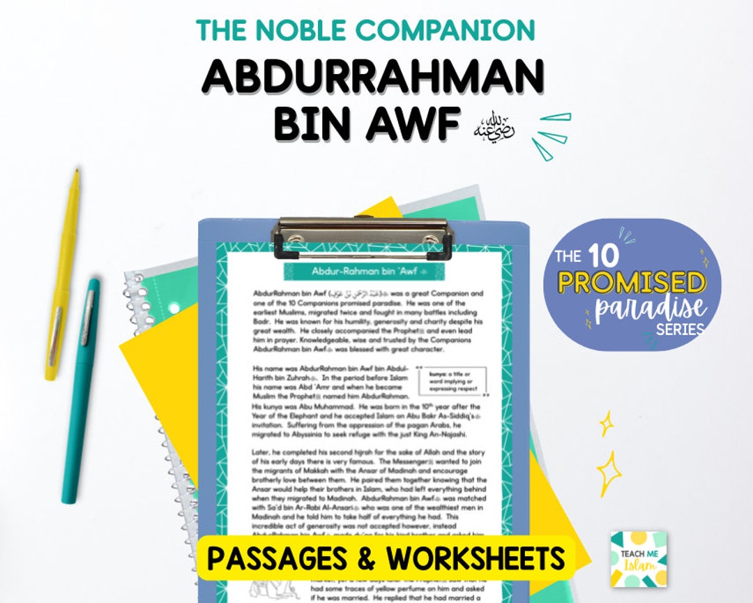 Biography of the 10 Promised Paradise: Abdurrahman Bin Awf - Etsy