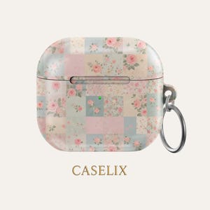 Funda para AirPods con diseño floral de patchwork / Funda para AirPods Pro con diseño de colcha shabby chic