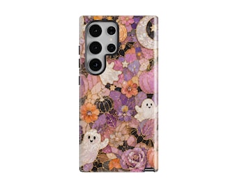 Boo Garden Samsung Galaxy Case, Floral Ghost Halloween, Tough or Magnetic