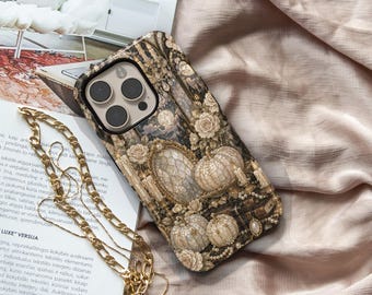 Elegant Halloween Phone Case for iPhone Samsung Galaxy, Pearl Pumpkin Phone Case, Haunted Mansion Cover, Gothic Coquette Fall Case,