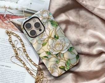 Ivory Floral Phone Case, iPhone 17 Case, iPhone 17 Pro Max, iPhone 17e MagSafe Case for Women, Samsung Galaxy S26 Ultra S25 FE Case